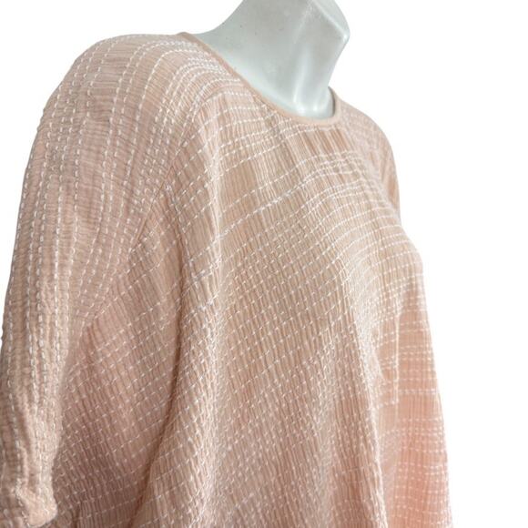J Jill Pure Pink Blush Dolman Short Sleeve Oversized Embroidered Cotton Top L - Picture 4 of 16